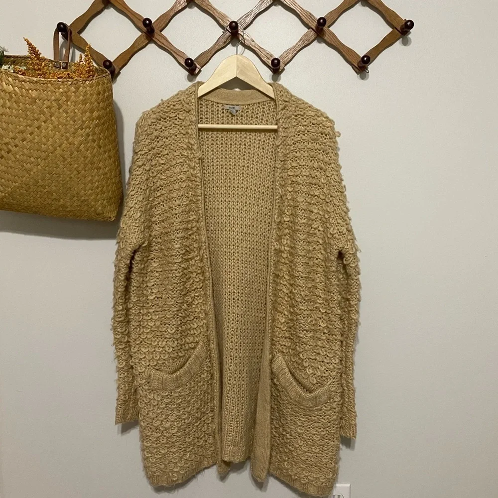 Ecote Textured Tan Cardigan Sweater